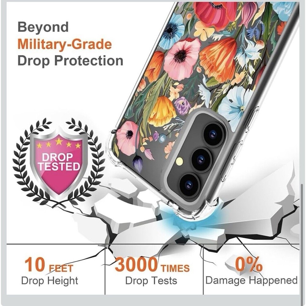 Hungo Compatible for Samsung Galaxy S23 FE Case Military Drop Protection Floral - Picture 8 of 8